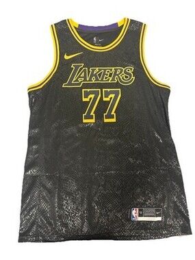Nike Los Angeles Lakers #77 Dončić Black Yellow Purple NBA Jersey Size XL